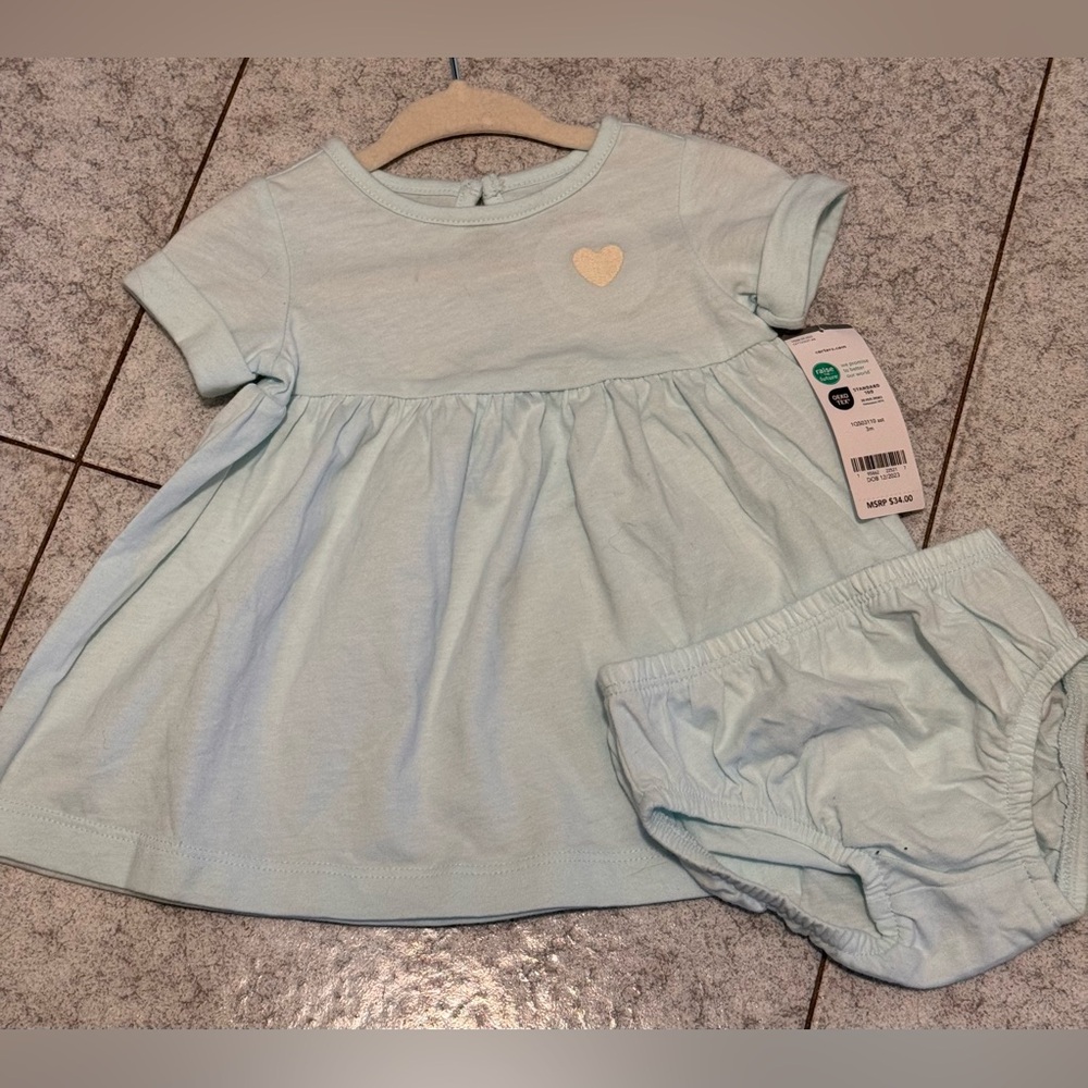 Baby Blue Dress with Heart Detail